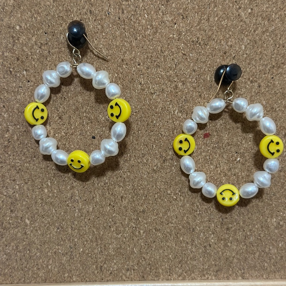 Smiley Face Pearl Earrings